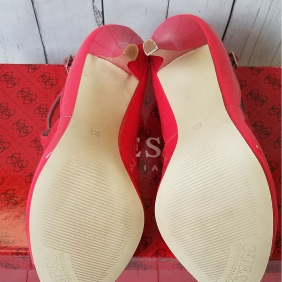 Guess Naga Hot Pink Patent Leather Strappy Stiletto Heels with Box Barbiecore 6 - Picture 7 of 13